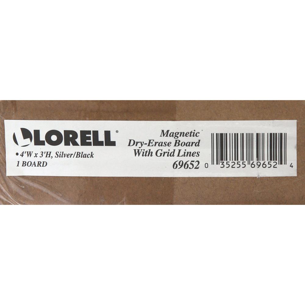 Lorell Signature Series Magnetic Dry-erase Markerboard - 48" (4 ft) Width x 36" (3 ft) Height - Porcelain Surface - Silver, Ebony Frame - Magnetic - Grid Pattern - 1 Each. Picture 8
