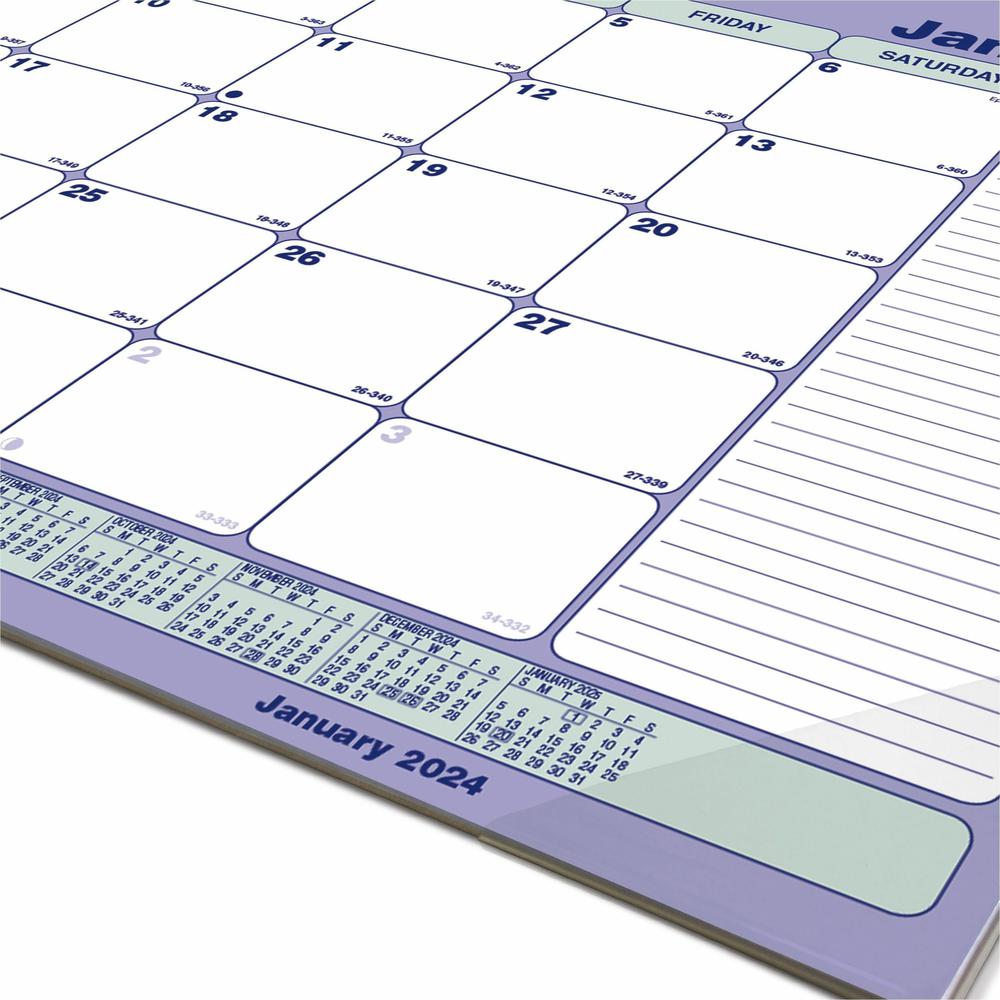 Blueline Monthly Compact Desk Pad/Wall Calendar - Monthly - 1 Year - January 2024 - December 2024 - 1 Month Single Page Layout - 17 3/4" x 10 7/8" Sheet Size - 2 x Holes - Chipboard - Desk Pad - Blue,. Picture 3