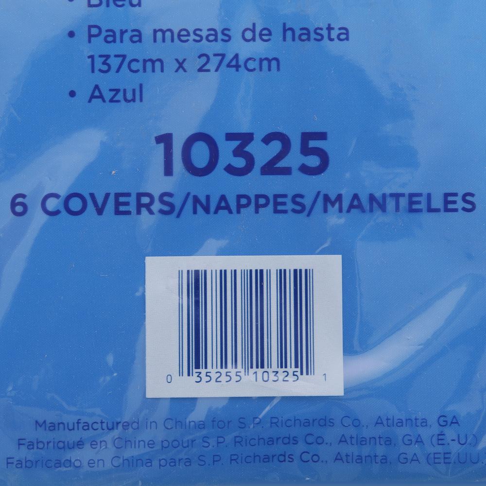 Genuine Joe Plastic Rectangular Table Covers - 108" Length x 54" Width - Plastic - Blue - 6 / Pack. Picture 5