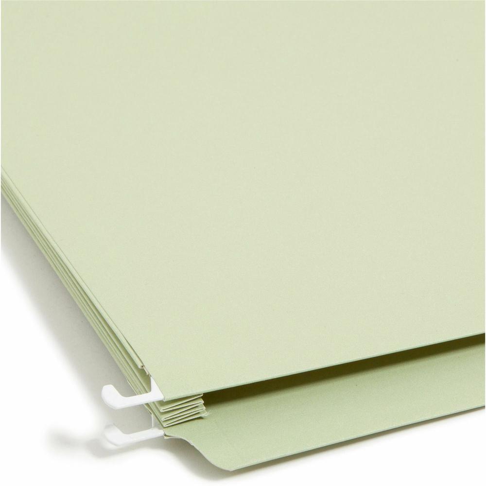 Smead FasTab 1/3 Tab Cut Letter Recycled Hanging Folder - 8 1/2" x 11" - 3 1/2" Expansion - Top Tab Location - Assorted Position Tab Position - Moss - 10% Recycled - 9 / Box. Picture 3