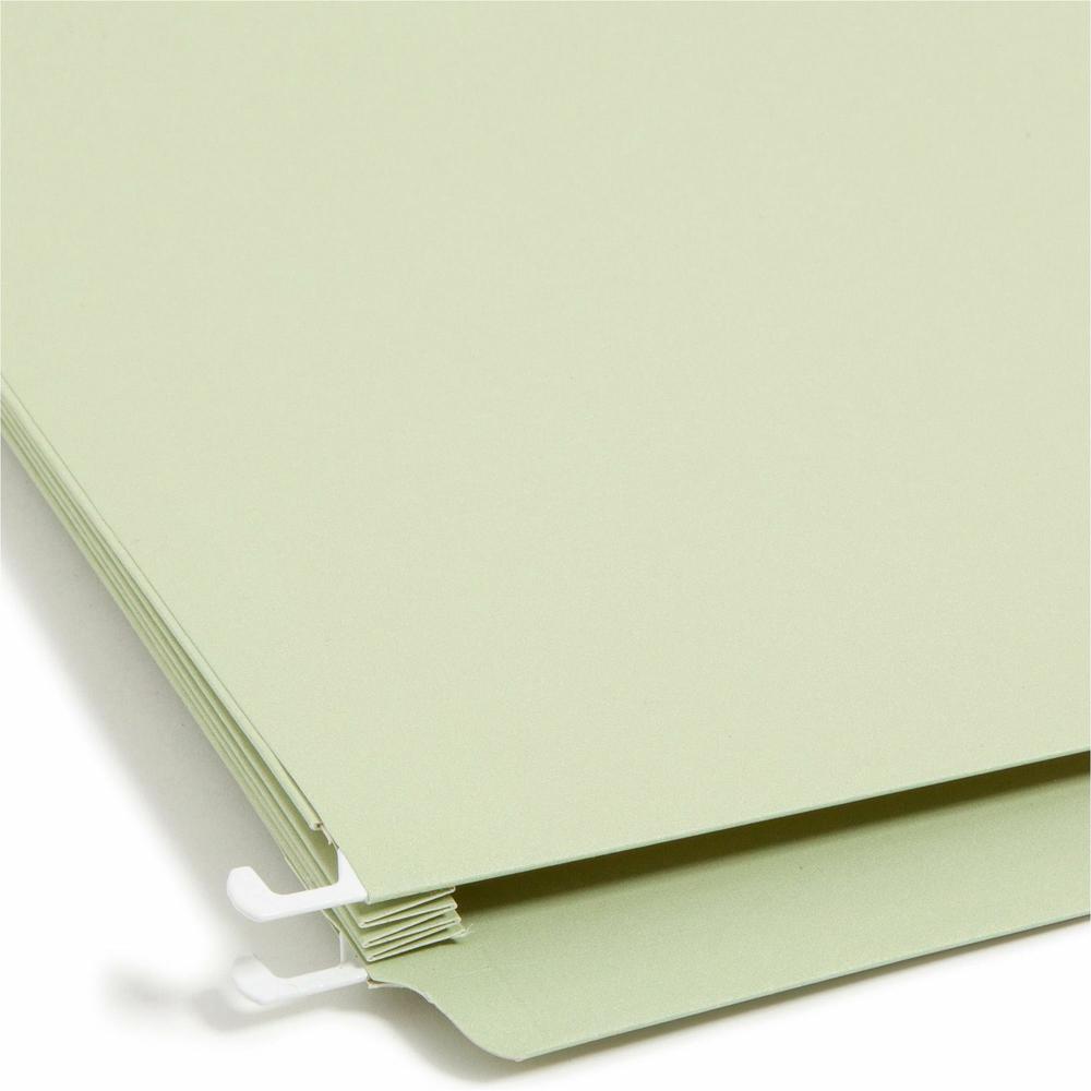 Smead FasTab 1/3 Tab Cut Legal Recycled Hanging Folder - 8 1/2" x 14" - 3 1/2" Expansion - Top Tab Location - Assorted Position Tab Position - Moss - 10% Recycled - 9 / Box. Picture 3