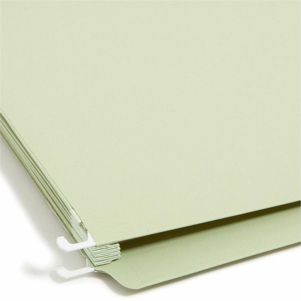 Smead FasTab 1/3 Tab Cut Letter Recycled Hanging Folder - 8 1/2" x 11" - 5 1/4" Expansion - Top Tab Location - Assorted Position Tab Position - Moss - 10% Recycled - 9 / Box. Picture 3