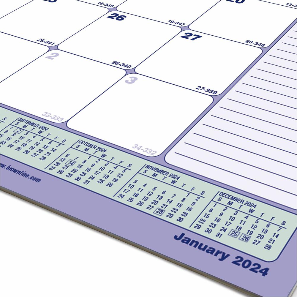 Brownline Monthly Desk/Wall Calendar - Julian Dates - Monthly - 12 Month - January 2024 - December 2024 - 1 Month Single Page Layout - 11" x 8 1/2" Sheet Size - Desk Pad - White - Chipboard - Reinforc. Picture 3