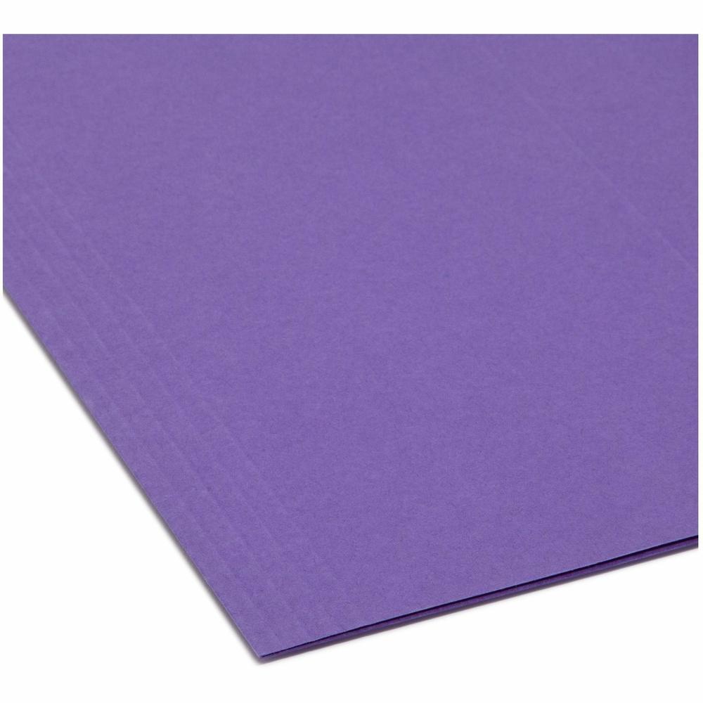 Smead 1/3 Tab Cut Letter Recycled Hanging Folder - 8 1/2" x 11" - Top Tab Location - Assorted Position Tab Position - Poly - Purple - 10% Paper Recycled - 25 / Box. Picture 3