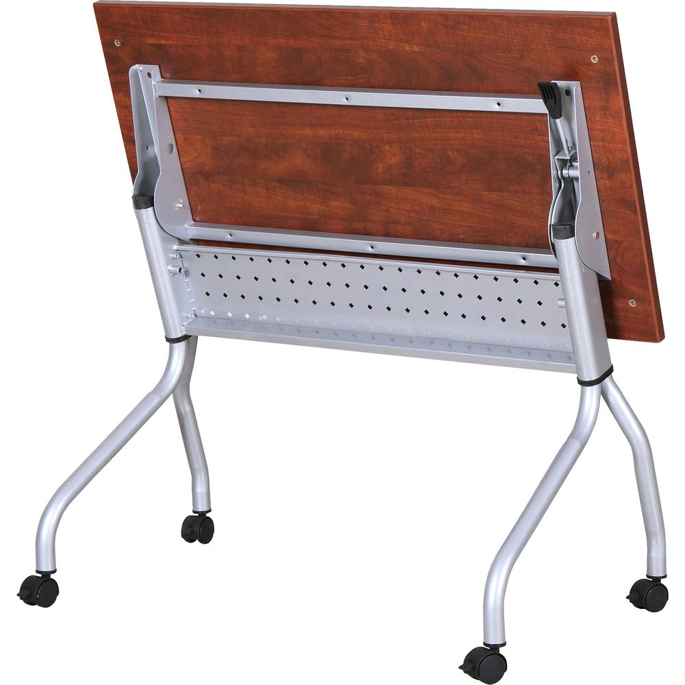 Lorell Flip Top Training Table - Rectangle Top - Four Leg Base - 4 Legs x 23.60" Table Top Width x 48" Table Top Depth - 29.50" Height x 47.25" Width x 23.63" Depth - Assembly Required - Cherry - Nylo. Picture 3