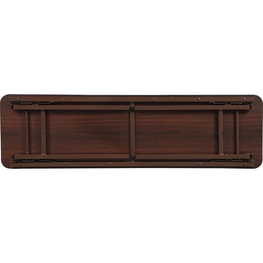 Lorell Mahogany Folding Banquet Table - Mahogany Rectangle Top x 60" Table Top Width x 18" Table Top Depth x 0.62" Table Top Thickness. Picture 3