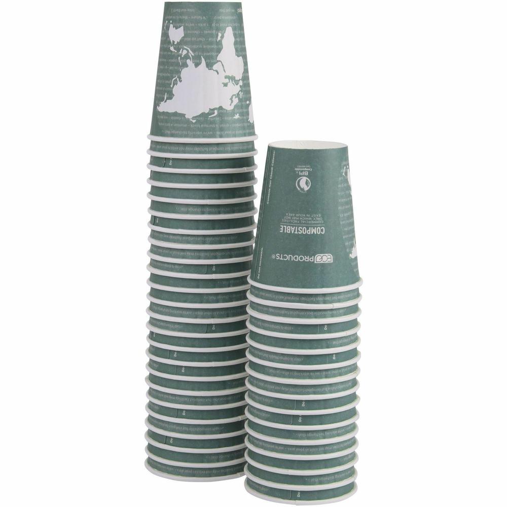 Eco-Products 12 oz World Art Insulated Hot Beverage Cups - 600 / Carton - Green - Hot Drink. Picture 3