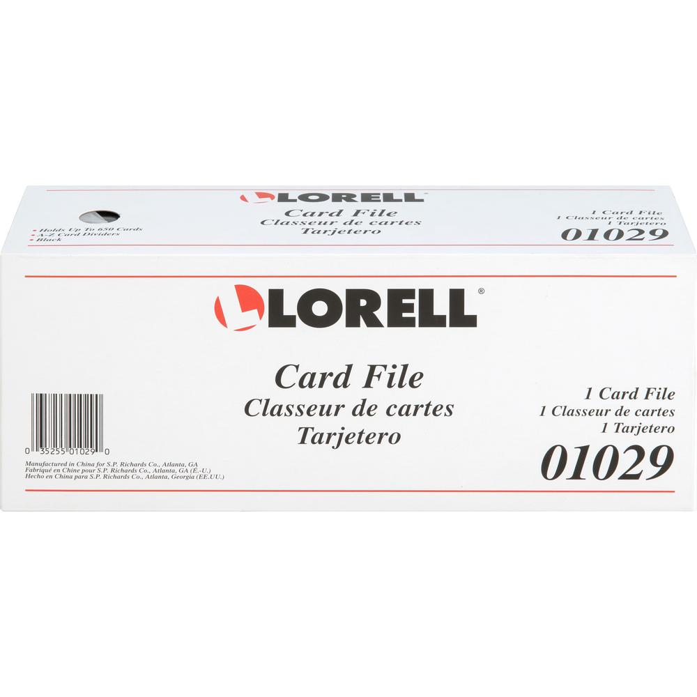 Lorell Desktop Business Card File - 650 Card Capacity - Black, Smoke. Picture 7