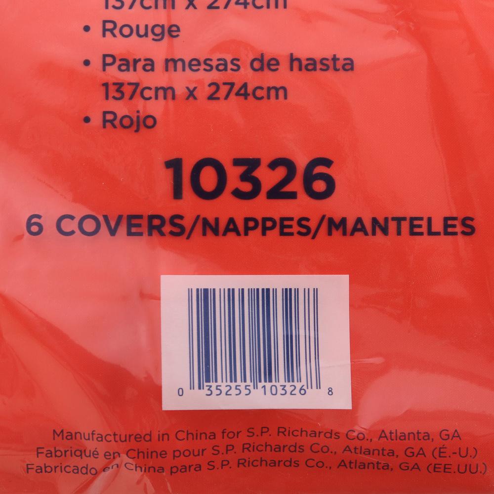 Genuine Joe Plastic Rectangular Table Covers - 108" Length x 54" Width - Plastic - Red - 24 / Carton. Picture 3