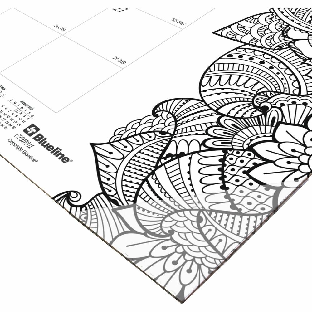 Blueline DoodlePlan Desk Pad - Botanica - Julian - Monthly - January 2022 till December 2022 - 1 Month Single Page Layout - Desk Pad - White - Chipboard - Eyelet, Tear-off, Compact, Reinforced - 22" x. Picture 3