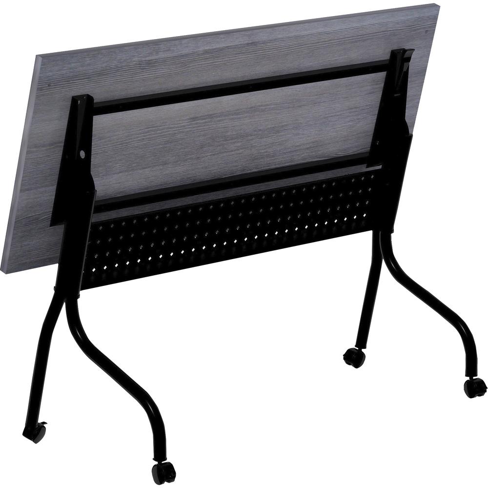 Lorell Flip Top Training Table - Charcoal Rectangle, Melamine Top - Black Four Leg Base - 4 Legs x 60" Table Top Width x 23.60" Table Top Depth - 29.50" Height - Melamine - 1 Each. Picture 2