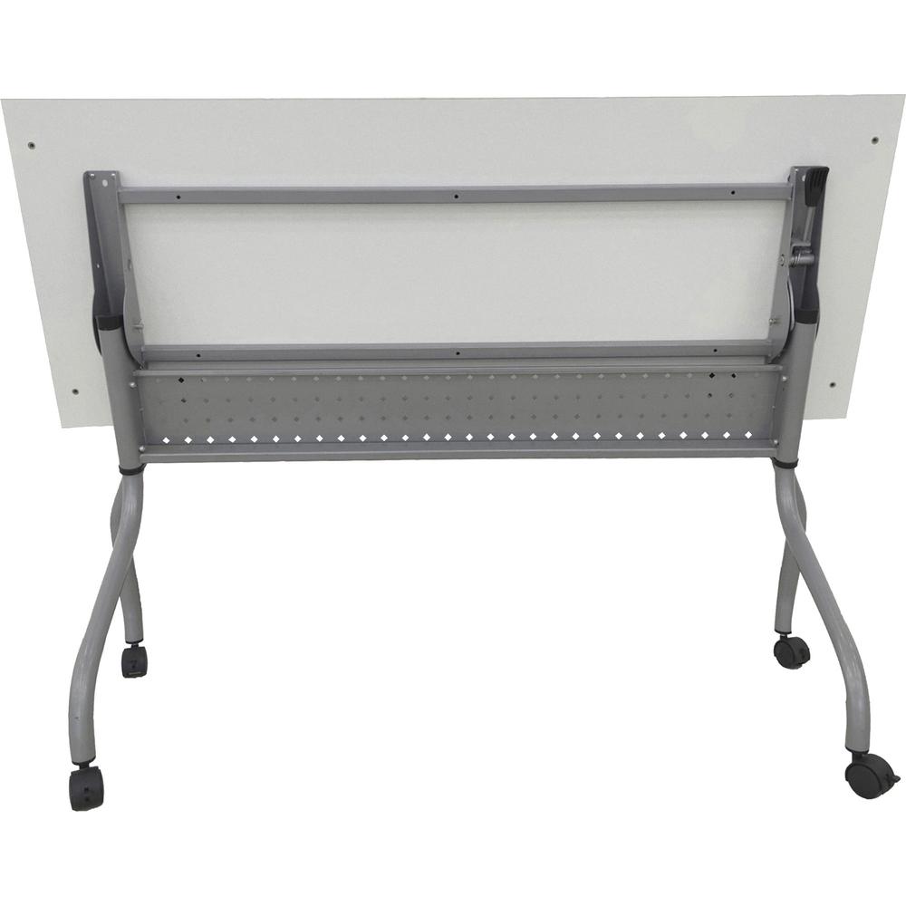 Lorell Flip Top Training Table - White Top - Silver Base - 4 Legs - 23.60" Table Top Length x 60" Table Top Width - 29.50" HeightAssembly Required - Melamine Top Material - 1 Each. Picture 2