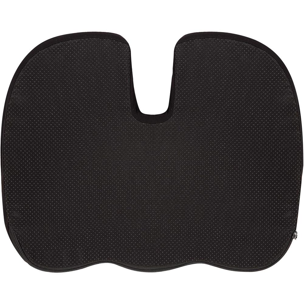 Lorell Butterfly-Shaped Seat Cushion - 17.50" x 15.50" - Fabric, Memory Foam, Silicone - Butterfly - Comfortable, Ergonomic Design, Durable, Machine Washable, Zippered, Anti-slip - Black - 1Each. Picture 5