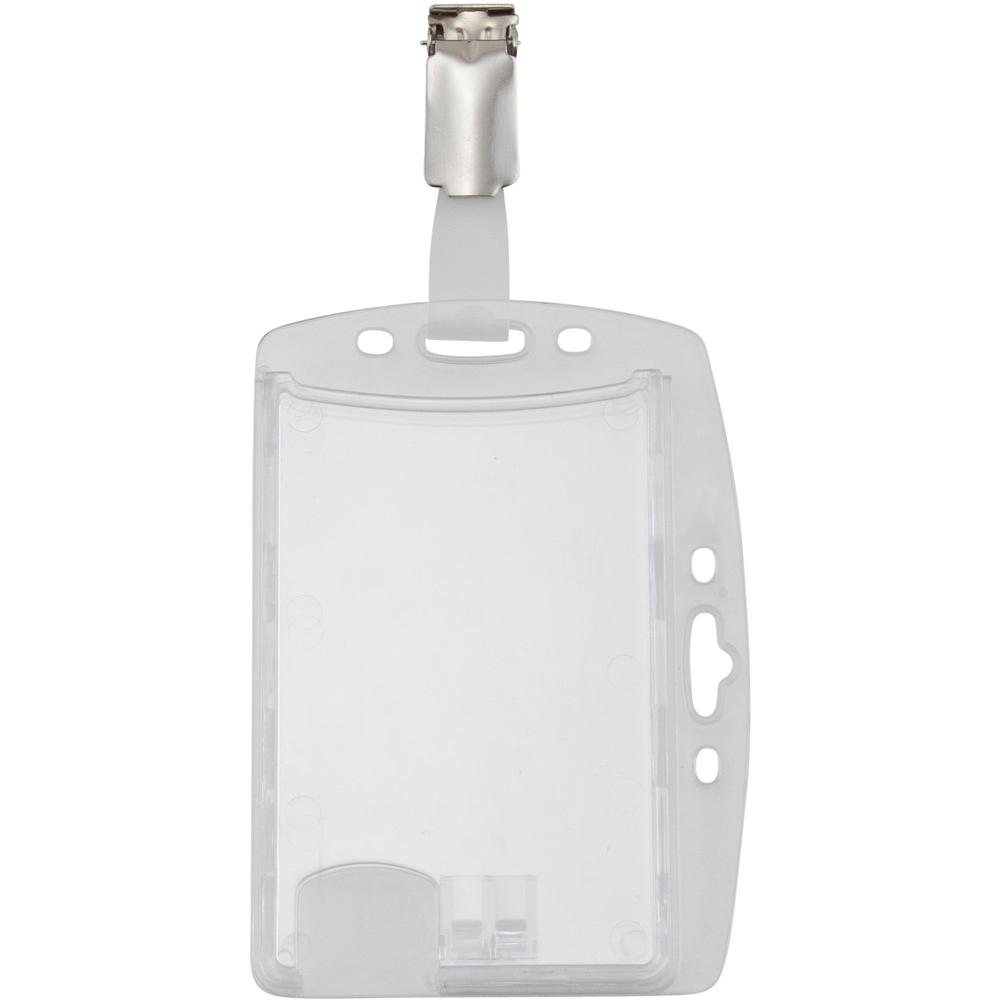 Advantus Plastic ID Card Holders - Horizontal/Vertical - Plastic - 25 / Pack - Clear - Rotating Clip. Picture 3