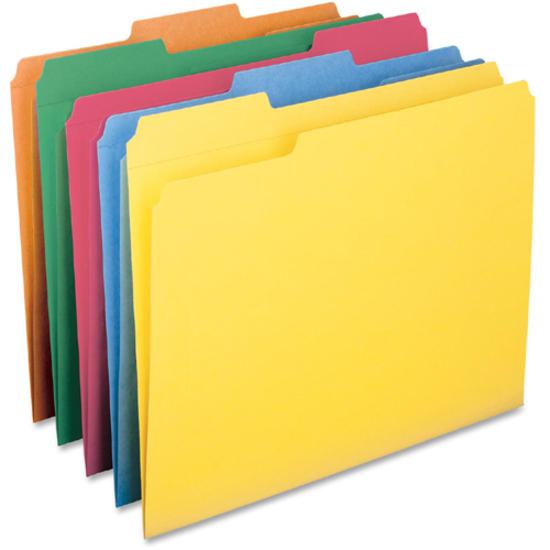 Smead Colored 1/3 Tab Cut Letter Recycled Top Tab File Folder - 8 1/2" x 11" - 3/4" Expansion - Top Tab Location - Assorted Position Tab Position - Blue - 10% Recycled - 100 / Box. Picture 7
