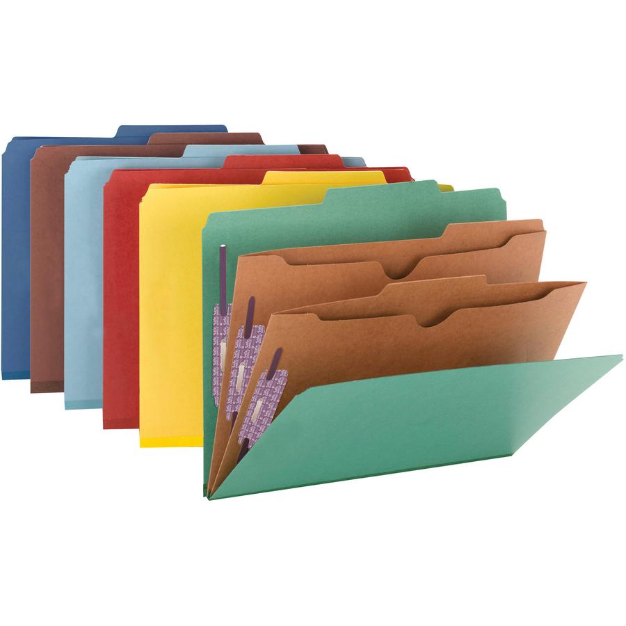 Smead Pocket Divider SafeShield Classification Folders - Letter - 8 1/2" x 11" Sheet Size - 2" Expansion - 2" Fastener Capacity for Folder - 2 Pocket(s) - 2/5 Tab Cut - Right of Center Tab Location - . Picture 7