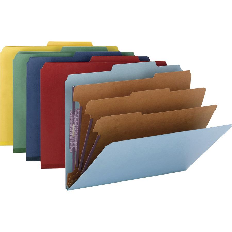Smead SafeSHIELD 2/5 Tab Cut Letter Recycled Classification Folder - 8 1/2" x 11" - 3" Expansion - 2 x 2S Fastener(s) - 2" Fastener Capacity for Folder - Top Tab Location - Right of Center Tab Positio. Picture 6