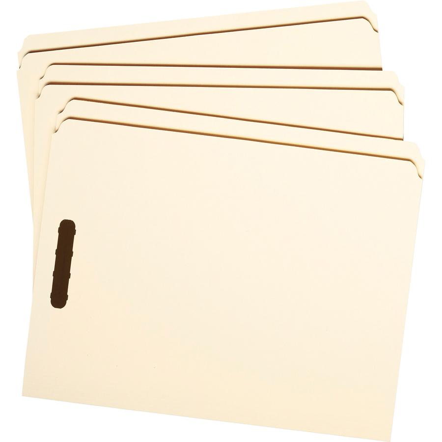 Smead Straight Tab Cut Letter Recycled Fastener Folder - 8 1/2" x 11" - 3/4" Expansion - 2 x 2K Fastener(s) - 2" Fastener Capacity for Folder - Manila - Manila - 10% Recycled - 50 / Box. Picture 2