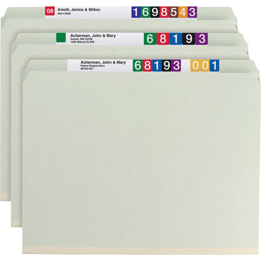 Smead Straight Tab Cut Letter Recycled Fastener Folder - 8 1/2" x 11" - 2" Expansion - 2 x 2S Fastener(s) - 2" Fastener Capacity for Folder - Pressboard - Gray, Green - 100% Recycled - 25 / Box. Picture 2