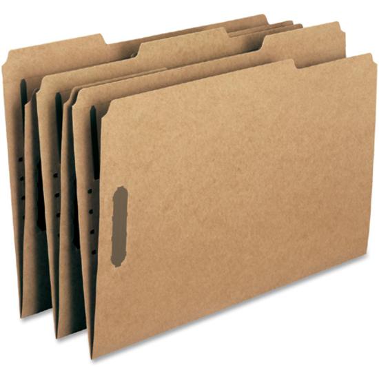 Smead 1/3 Tab Cut Legal Recycled Fastener Folder - 8 1/2" x 14" - 3/4" Expansion - 2 x 2K Fastener(s) - 2" Fastener Capacity for Folder - Top Tab Location - Assorted Position Tab Position - Kraft - Kr. Picture 3
