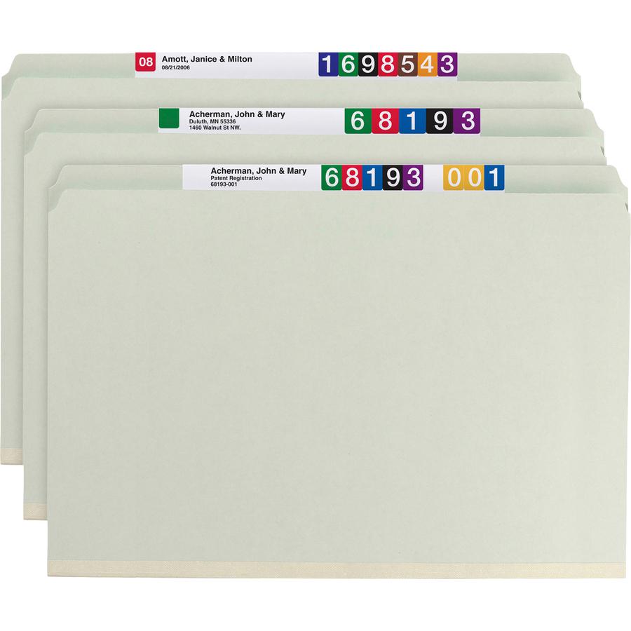 Smead Straight Tab Cut Legal Recycled Fastener Folder - 8 1/2" x 14" - 2" Expansion - 2 x 2S Fastener(s) - 2" Fastener Capacity for Folder - Pressboard - Gray, Green - 100% Recycled - 25 / Box. Picture 6
