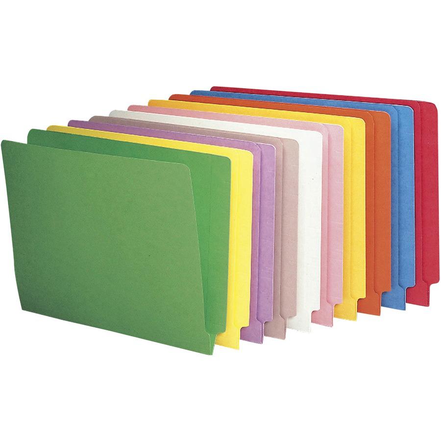 Smead Colored Straight Tab Cut Letter Recycled End Tab File Folder - 8 1/2" x 11" - 3/4" Expansion - Green - 10% Recycled - 100 / Box. Picture 2