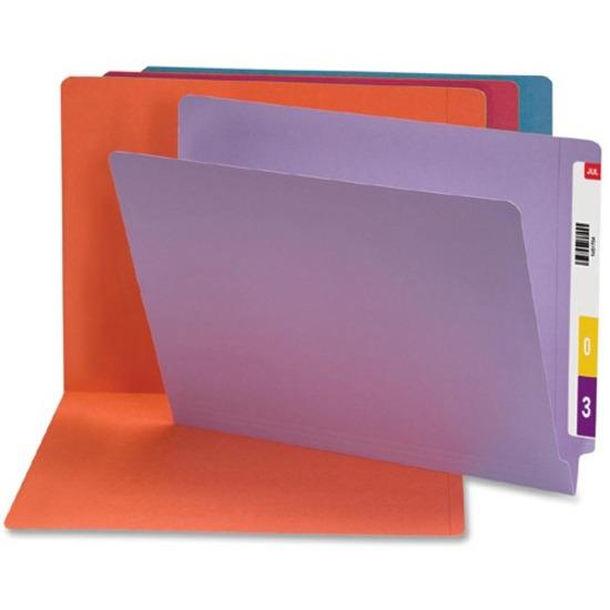 Smead Shelf-Master Straight Tab Cut Letter Recycled End Tab File Folder - 8 1/2" x 11" - 3/4" Expansion - Orange - 10% Recycled - 100 / Box. Picture 3