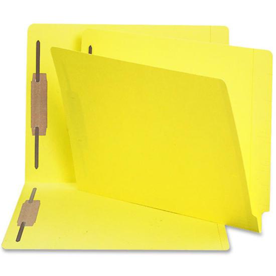 Smead Colored Straight Tab Cut Letter Recycled Fastener Folder - 8 1/2" x 11" - 3/4" Expansion - 2 x 2B Fastener(s) - 2" Fastener Capacity for Folder - End Tab Location - Yellow - 10% Recycled - 50 / . Picture 10