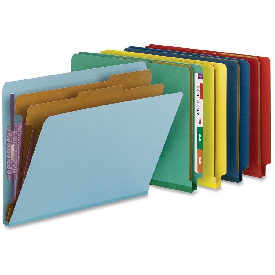 Smead 1/3 Tab Cut Letter Recycled Classification Folder - 8 1/2" x 11" - 2" Expansion - 2 x 2S Fastener(s) - 2" Fastener Capacity for Folder - 2 Divider(s) - Pressboard - Blue - 100% Recycled - 10 / B. Picture 7