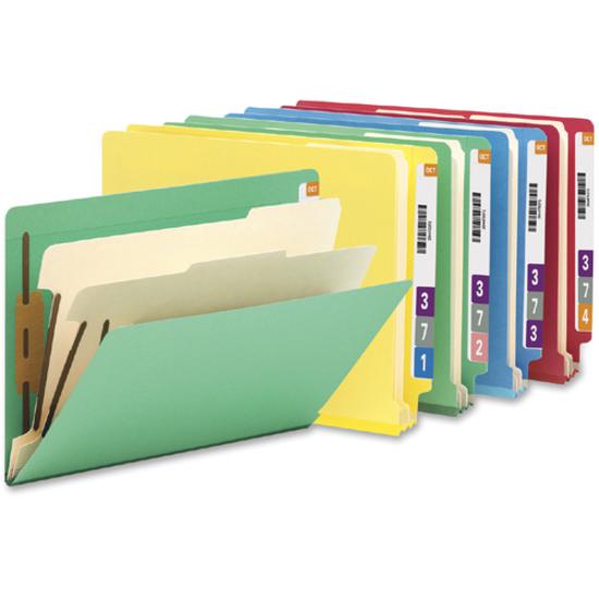 Smead Letter Recycled Classification Folder - 8 1/2" x 11" - 2" Expansion - 2 x 2B Fastener(s) - 2" Fastener Capacity for Folder - End Tab Location - Right of Center Tab Position - 2 Divider(s) - Pres. Picture 2