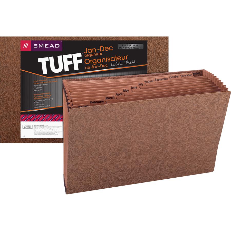 Smead TUFF Legal Recycled Expanding File - Legal - 8 1/2" x 14" Sheet Size - 7/8" Expansion - 12 Pocket(s) - Recycled - 1 Each. Picture 2