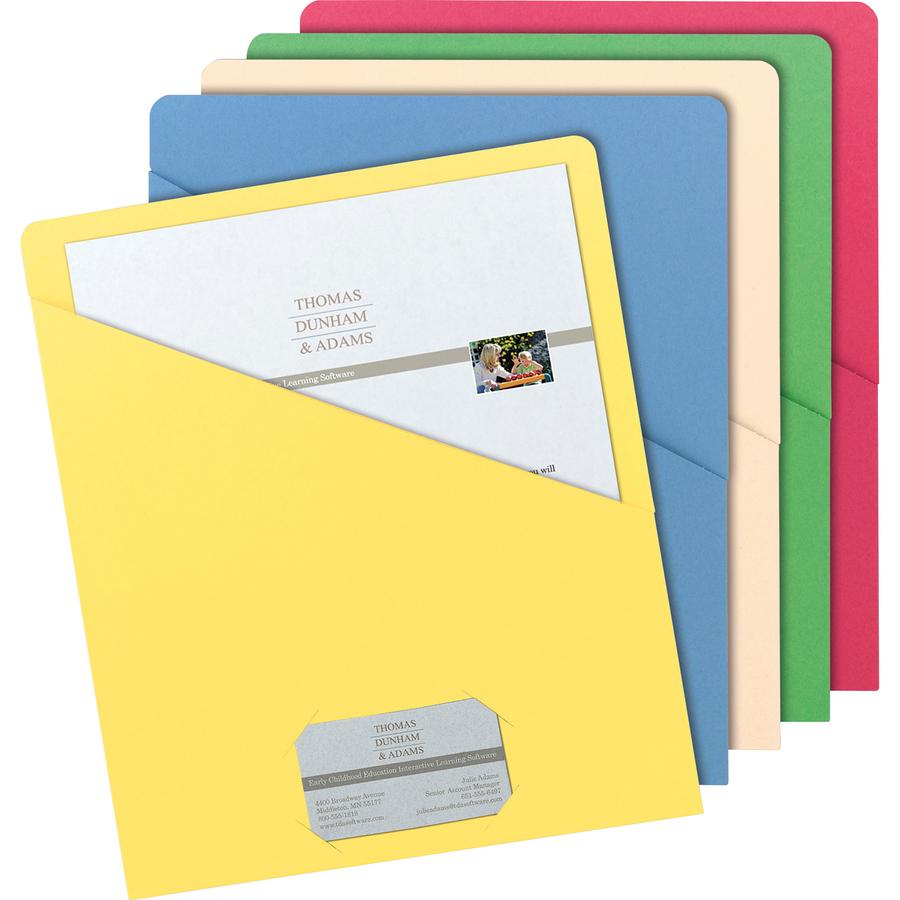 Smead Letter Recycled File Jacket - 8 1/2" x 11" - Manila, Blue, Green, Red, Yellow - 10% Recycled - 25 / Pack. Picture 4