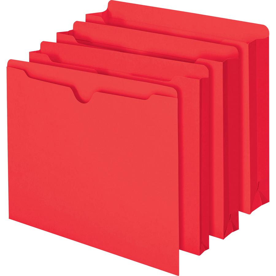Smead Colored Straight Tab Cut Letter Recycled File Jacket - 8 1/2" x 11" - Red - 10% Recycled - 100 / Box. Picture 7
