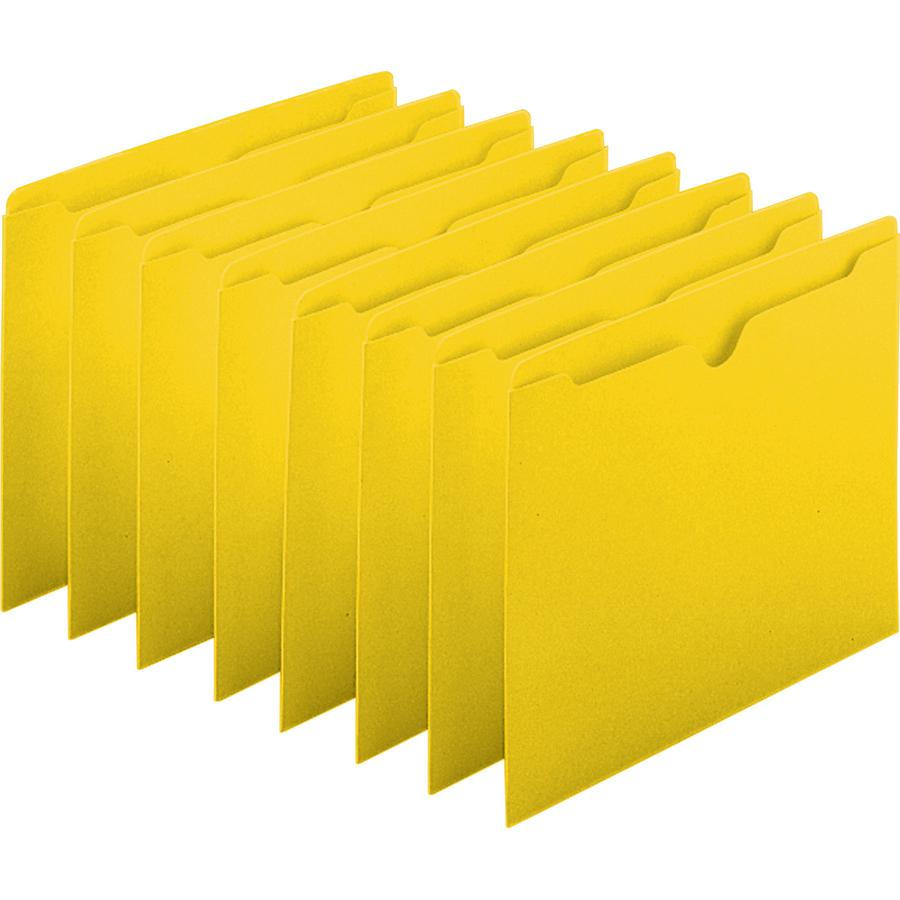 Smead Colored Straight Tab Cut Letter Recycled File Jacket - 8 1/2" x 11" - Yellow - 10% Recycled - 100 / Box. Picture 7