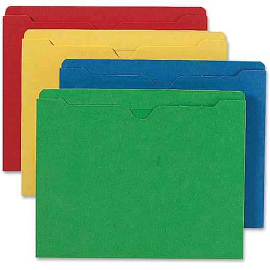 Smead Colored Straight Tab Cut Letter Recycled File Jacket - 8 1/2" x 11" - 50 Sheet Capacity - Blue, Green, Red, Yellow - 10% Recycled - 100 / Box. Picture 4