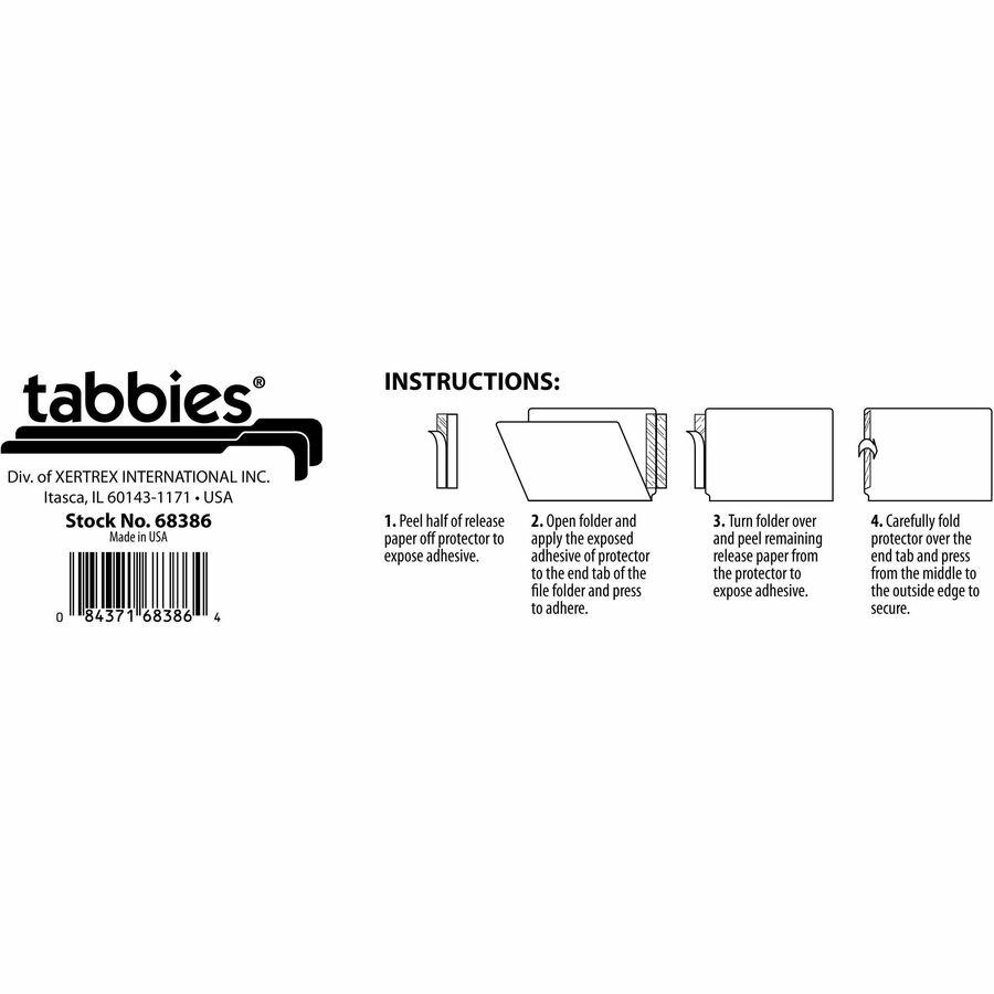 Tabbies Wrap Around Folder End Tabs - 2" Tab Height x 8" Tab Width - Clear Tab(s) - Wear Resistant, Tear Resistant - 100 / Pack. Picture 3