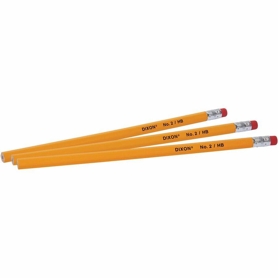 Dixon Woodcase No.2 Eraser Pencils - #2 Lead - Black Lead - Yellow Barrel - 144 / Box. Picture 5