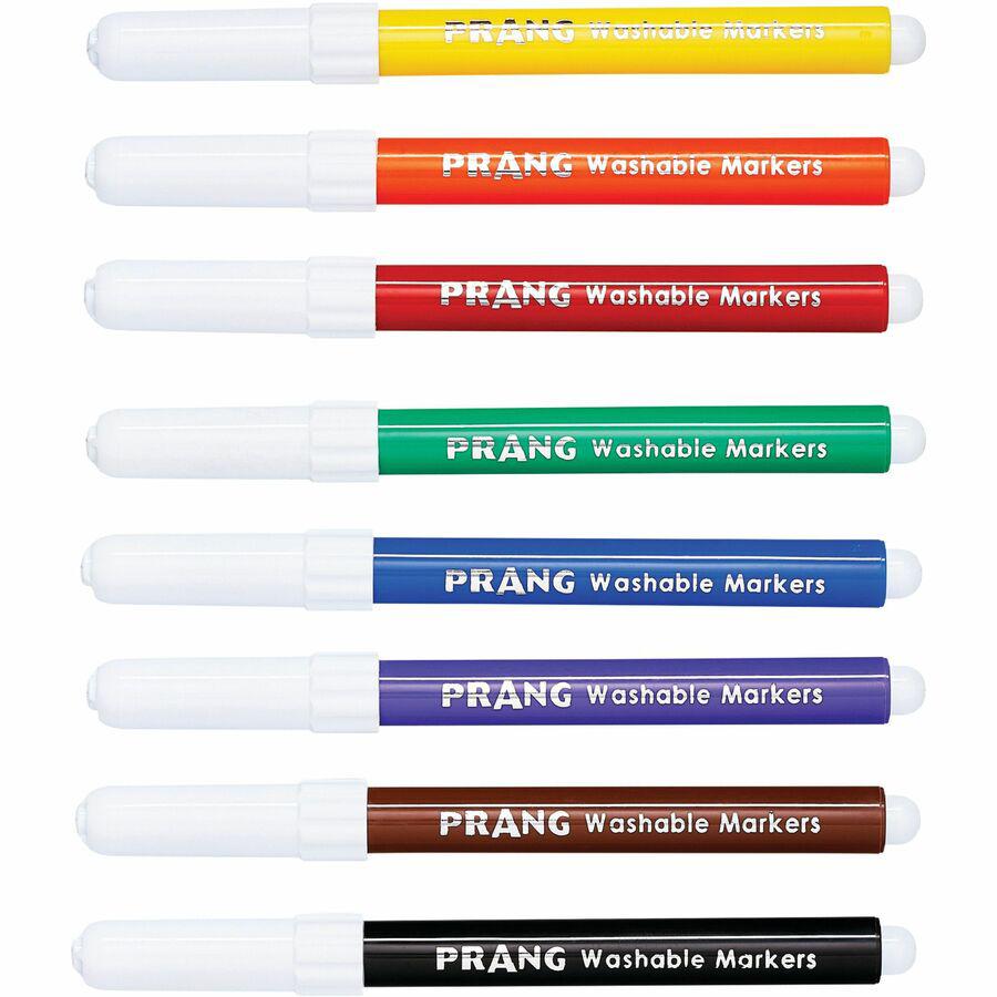 Prang Bullet Tip Washable Master Pack Art Markers - Bullet Marker Point Style - Violet, Black, Green, Orange, Purple, Yellow, Red, Brown Water Based Ink - White Barrel - 8 / Case. Picture 5