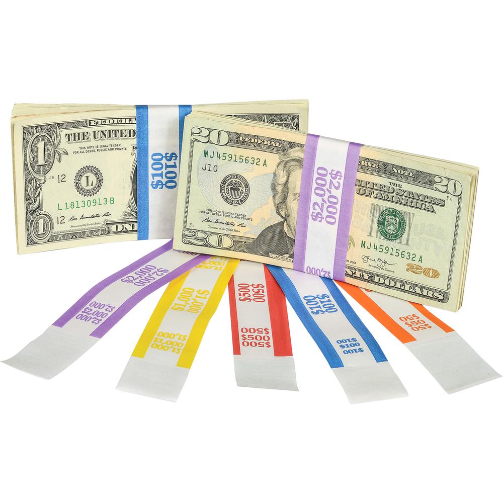 Sparco White Kraft ABA Bill Straps - 1000 Wrap(s)Total $100 in $1 Denomination - Kraft - Blue - 1000 / Pack. Picture 4