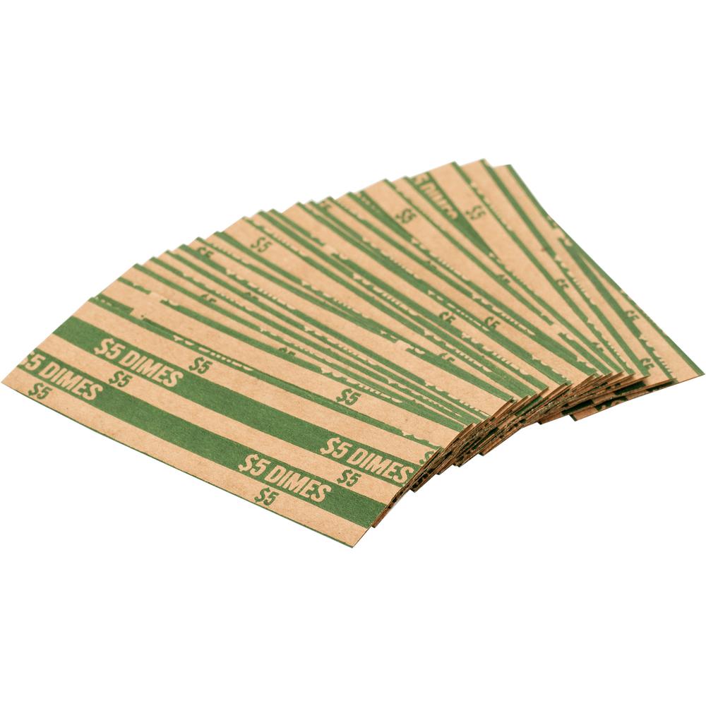 Sparco Flat Coin Wrappers - 1000 Wrap(s)Total $5.0 in 50 Coins of 10¢ Denomination - 60 lb Basis Weight - Kraft - Green - 1000 / Pack. Picture 4