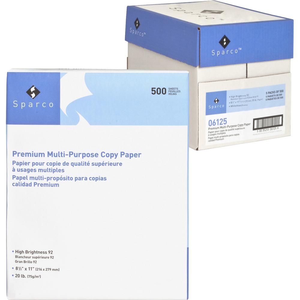 Sparco Copy Paper - Letter - 8 1/2" x 11" - 20 lb Basis Weight - 2500 / Carton - White. Picture 5