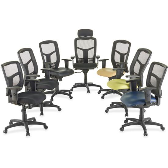 Lorell Executive High-back Mesh Chair - Black Fabric Seat - Gray Back - Black Steel, Plastic Frame - High Back - 5-star Base - Armrest - 1 Each. Picture 5