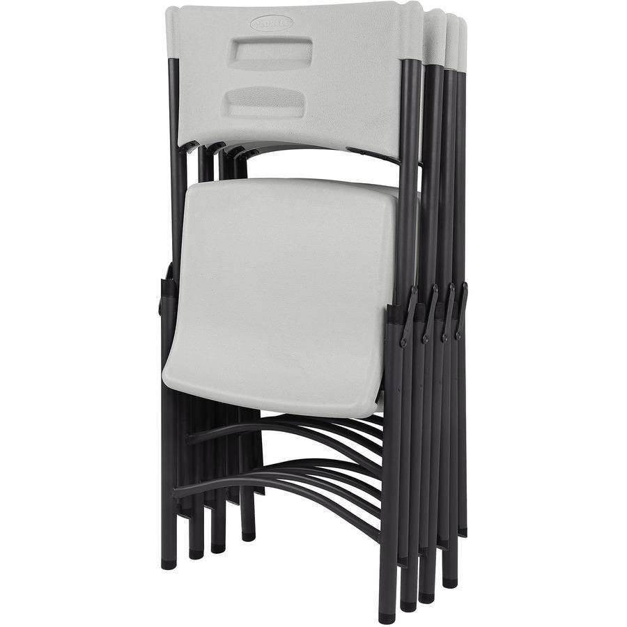 Lorell Heavy-duty Blow-Molded Folding Chairs - Light Gray Polyethylene Seat - Light Gray Polyethylene Back - Dark Gray Steel Frame - Steel, Polyethylene - 4 / Carton. Picture 10
