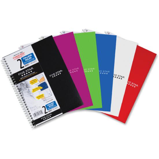 Mead Five-Star Wirebound 5-Subject Notebook - 200 Sheets - Wire Bound - 11" x 8 1/2" - White Paper - Assorted Cover - Pocket, Stiff-back, Perforated, Pocket Divider, Heavyweight, Subject, Spiral Lock . Picture 5