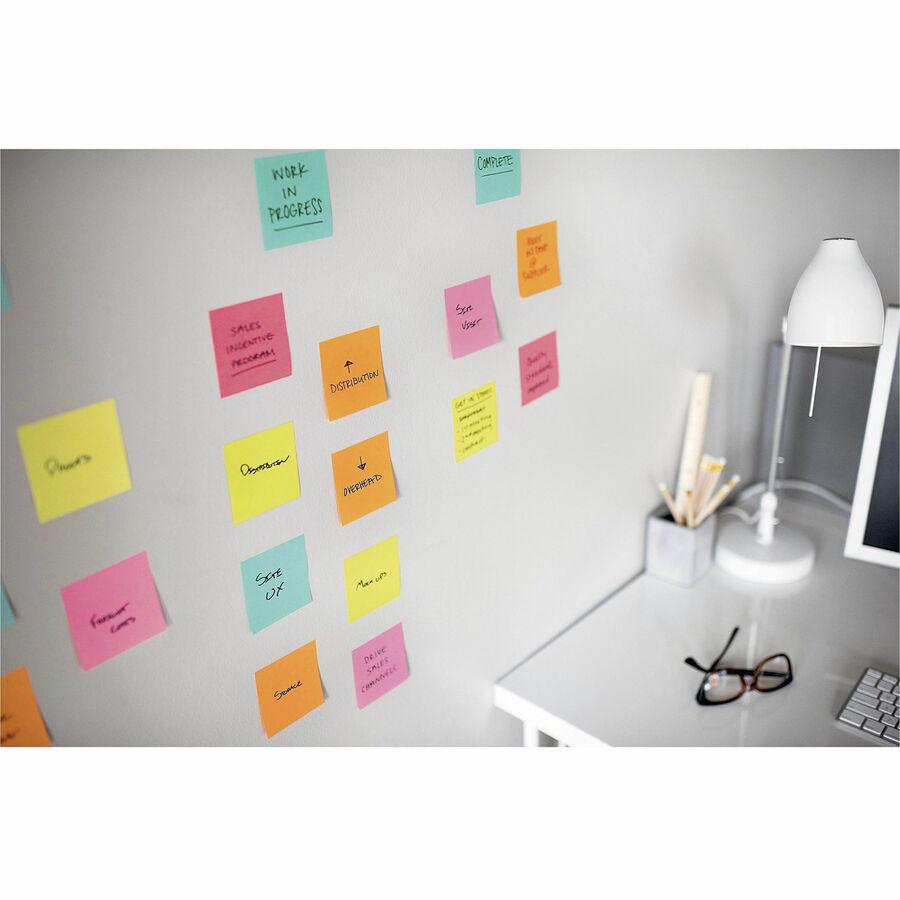 Post-it&reg; Super Sticky Dispenser Notes and Dispenser - 1080 - 3" x 3" - Square - 90 Sheets per Pad - Unruled - Blue, Orange, Green, Pink - Paper - Self-adhesive - 1 / Pack. Picture 9
