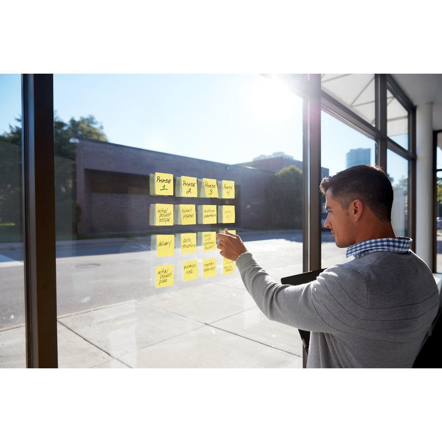 Post-it&reg; Super Sticky Dispenser Notes - 1080 - 3" x 3" - Square - 90 Sheets per Pad - Unruled - Canary Yellow - Paper - Self-adhesive, Repositionable - 12 / Pack. Picture 2