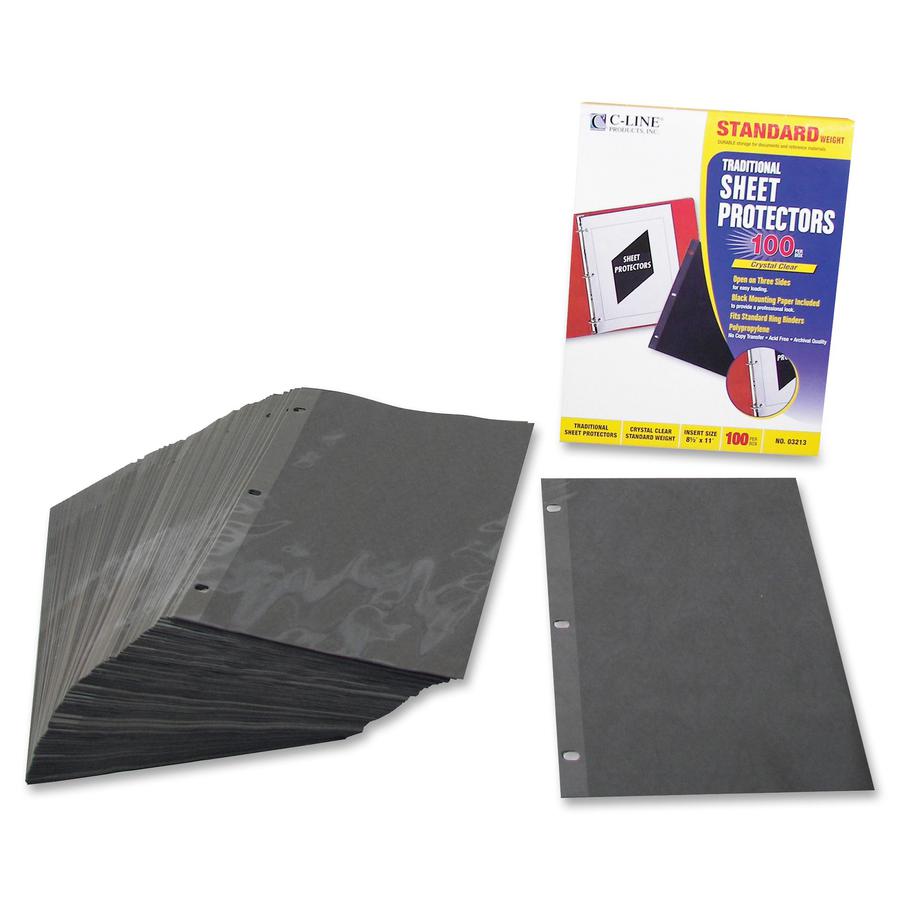 C-Line Traditional Standard Weight Polypropylene Sheet Protector - Letter 8.50" x 11" - Polypropylene - 100 / Box - Clear". Picture 2