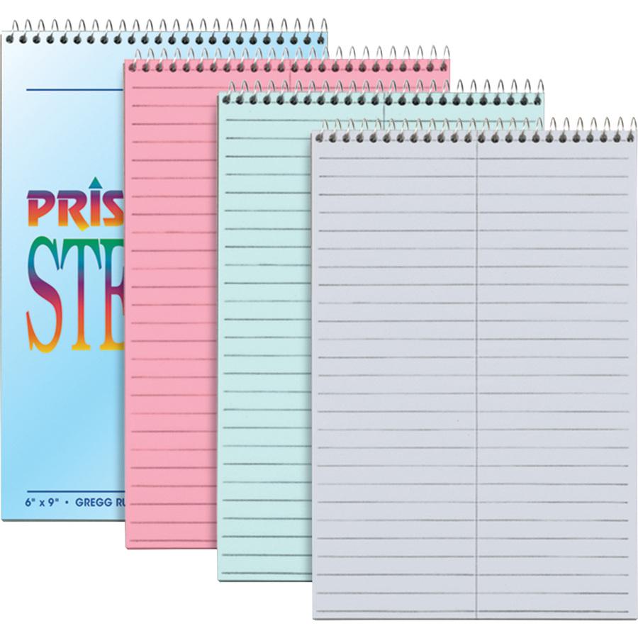 TOPS Prism Steno Books - 80 Sheets - Coilock - Gregg Ruled Margin - 6" x 9" - Gray Paper - Stiff-back, Perforated - 4 / Pack. Picture 2
