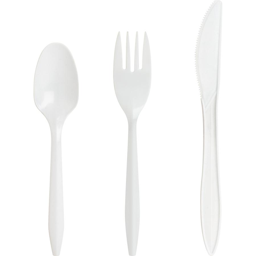 Genuine Joe Medium-weight Cutlery - 1000/Carton - Polypropylene - White. Picture 3