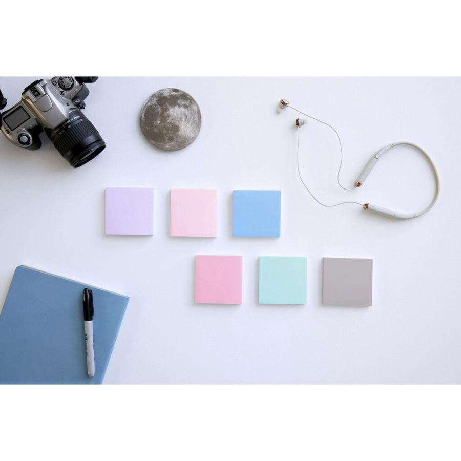 Post-it&reg; Super Sticky Recycled Notes - Wanderlust Pastels Color Collection - 1080 - 3" x 3" - Square - 90 Sheets per Pad - Unruled - Pink Salt, Positively Pink, Orchid Frost, Fresh Mint, Pebble Gr. Picture 3